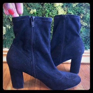 Black suede Heeled Madden Girl ankle booties